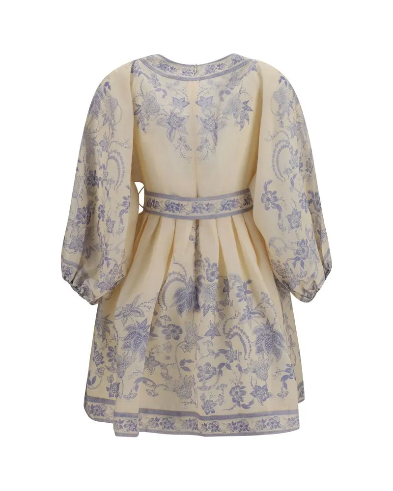 Zimmermann Women's Multicolor Linen Casual Dress Beige