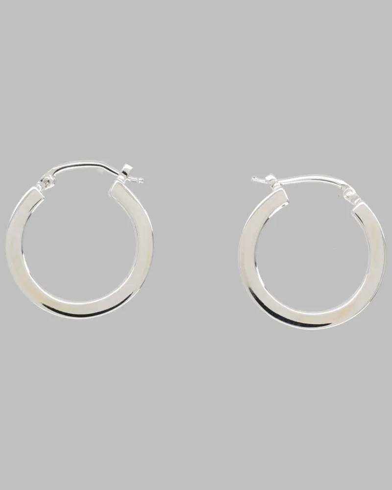 Maison Margiela Men's Hoop Earrings With Logo Silver Brass Silver