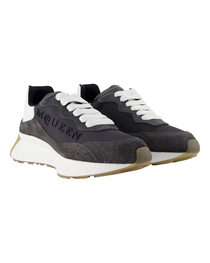 Alexander McQueen Men's Sprint Runner Sneakers -  Leather Multicolor Calfskin Shoes Multicolor