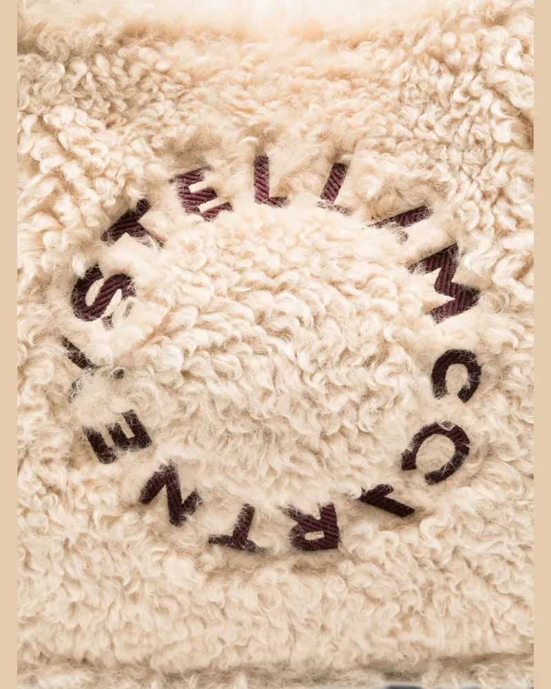 Stella McCartney Logo-Embroidered Shearling Tote Bag — Beige Beige