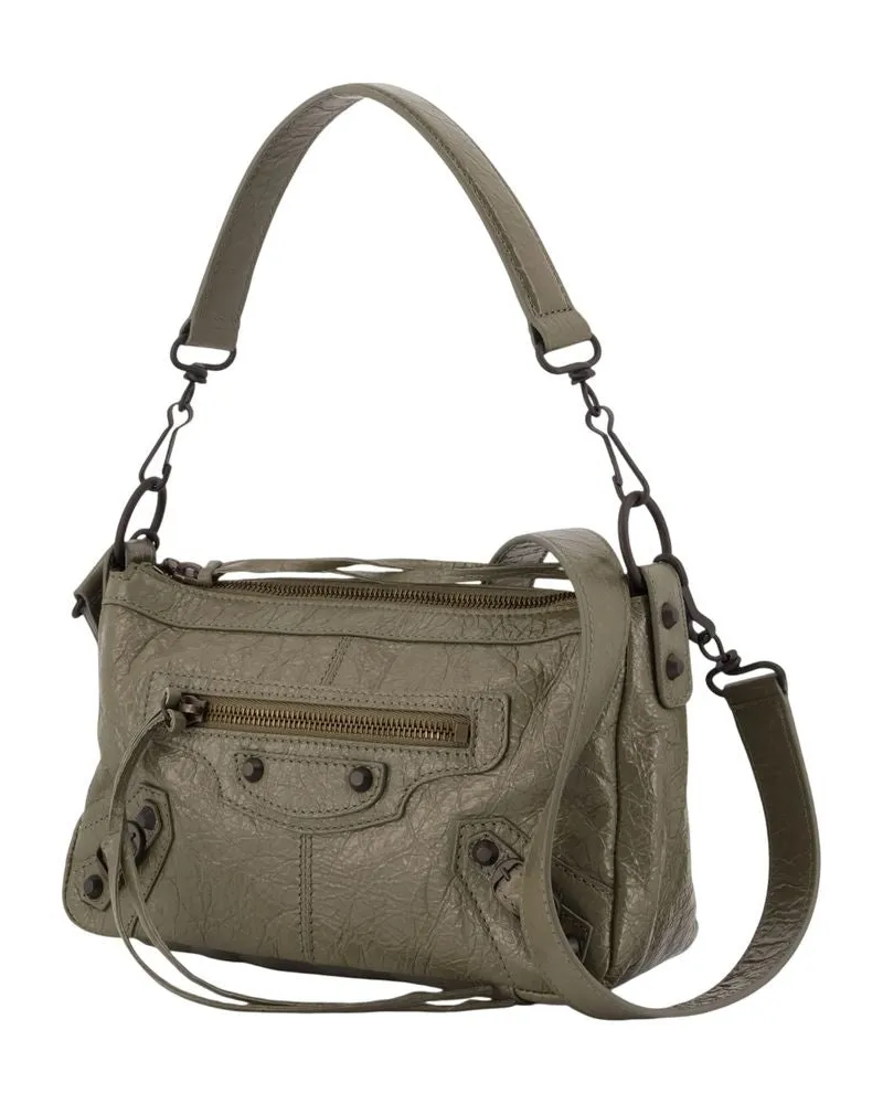 Balenciaga Women's Le City Moto Mini Shoulder Bag -  Leather Khaki Lambskin Shoulder-Hobo-Bags Khaki