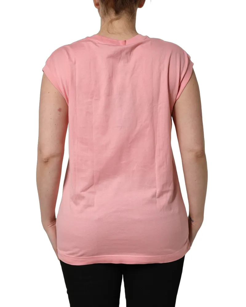 Dolce & Gabbana Logo-Embroidered Cotton Tank Top — Pink Pink
