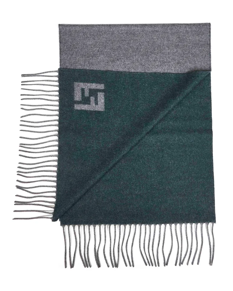 Fendi Men's Scarf Wool And Cashmere Grey-Green Multicolour Scarfs Gray