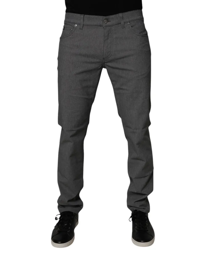 Dolce & Gabbana Men's Gray Cotton Stretch Skinny Denim Jeans Elastane Clothing Gray