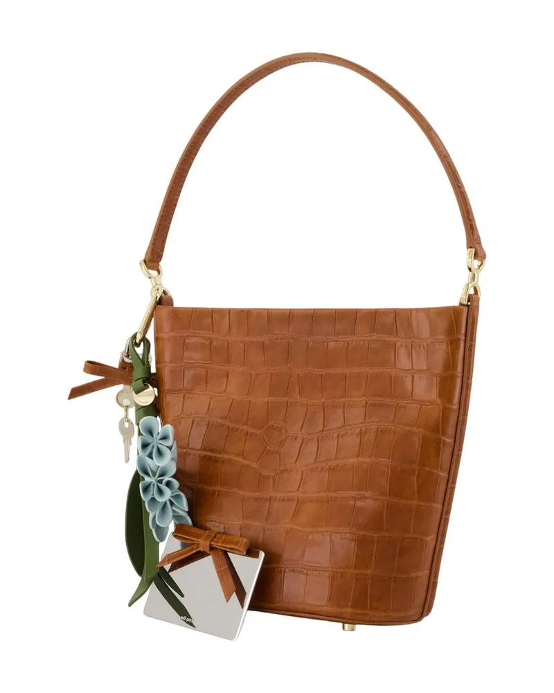 Self-Portrait Women's Bucket Bag - Self Portrait Leather Brown Calfskin Handbags-Purses Brown