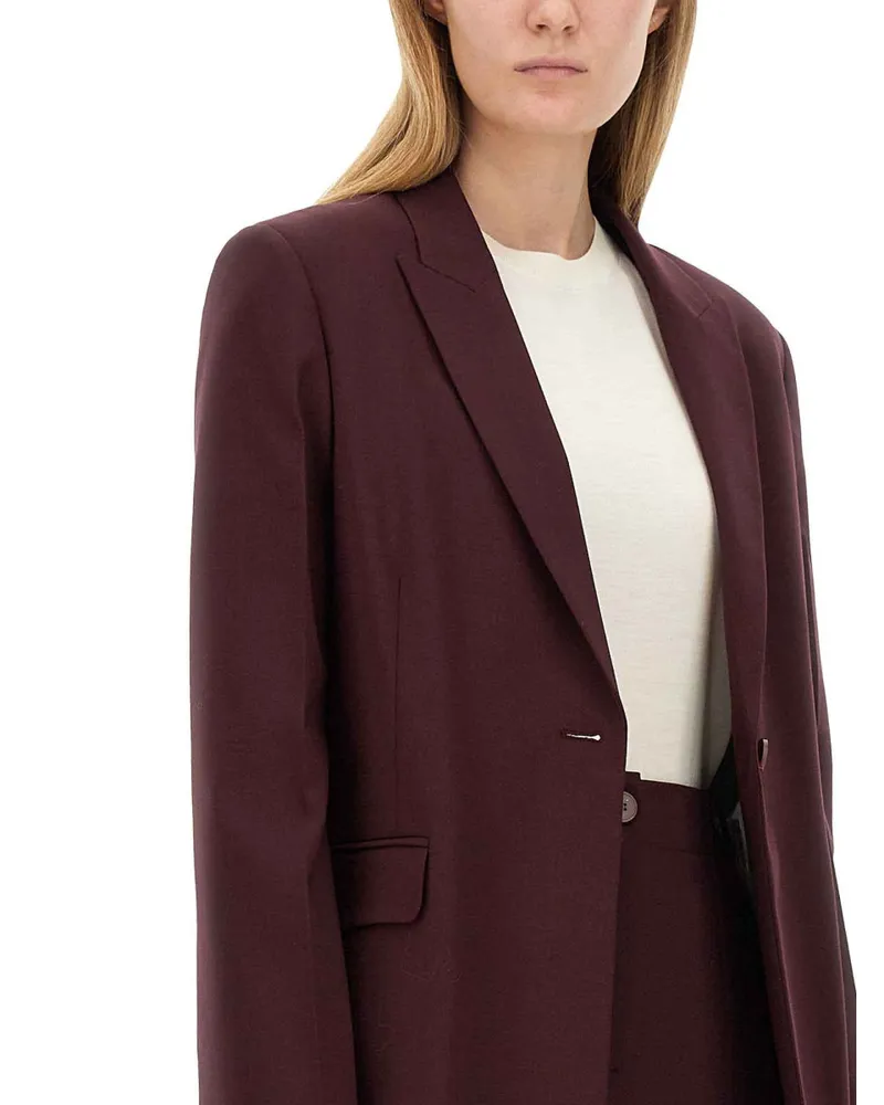 ALYSI Tailored Virgin Wool Blend Blazer — Burgundy Burgundy