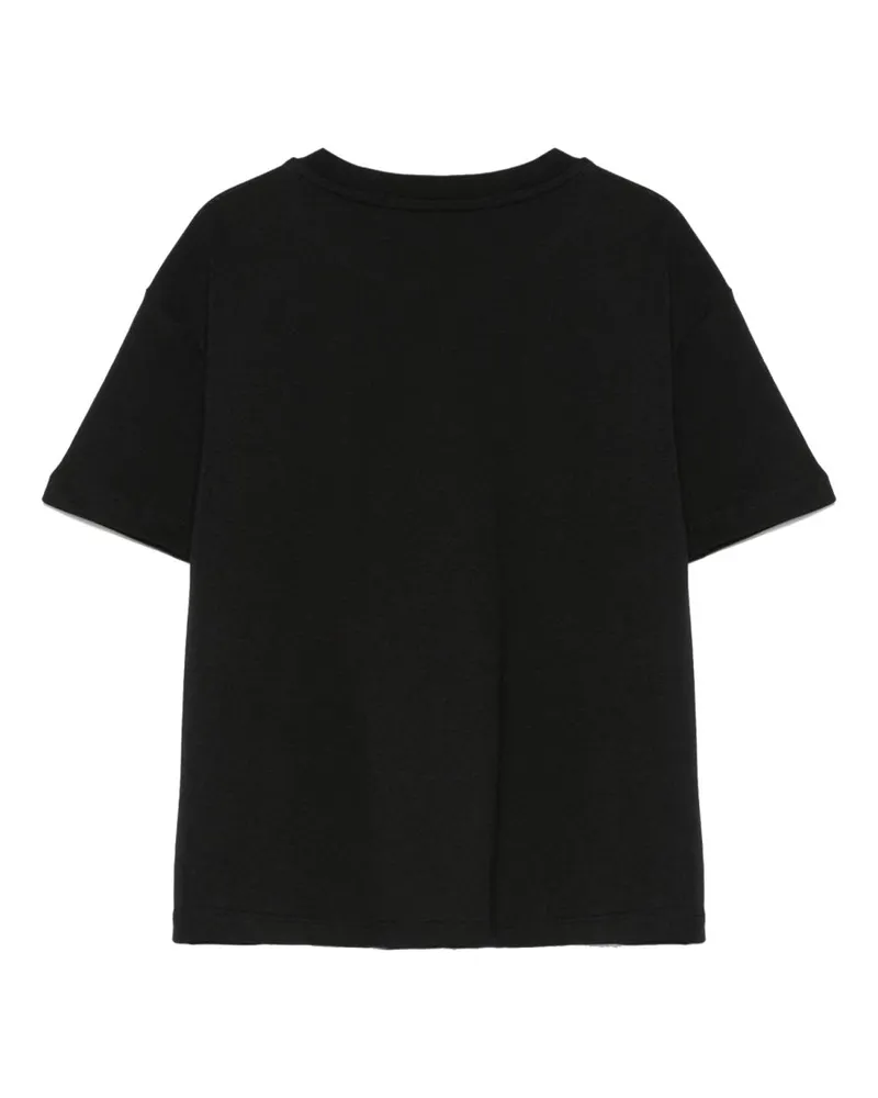 MSGM Logo-Embroidered Cotton T-Shirt — Black Black