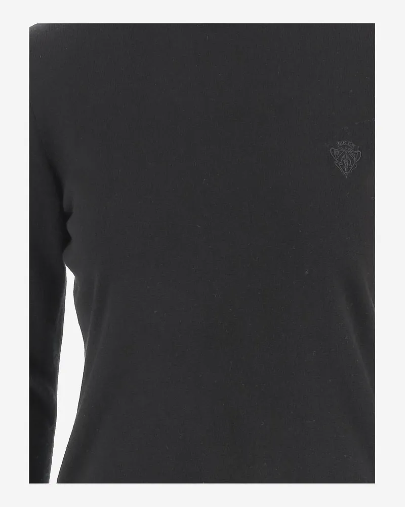 Gucci Women Wool Turtleneck With Embroidery Black Sweater Black