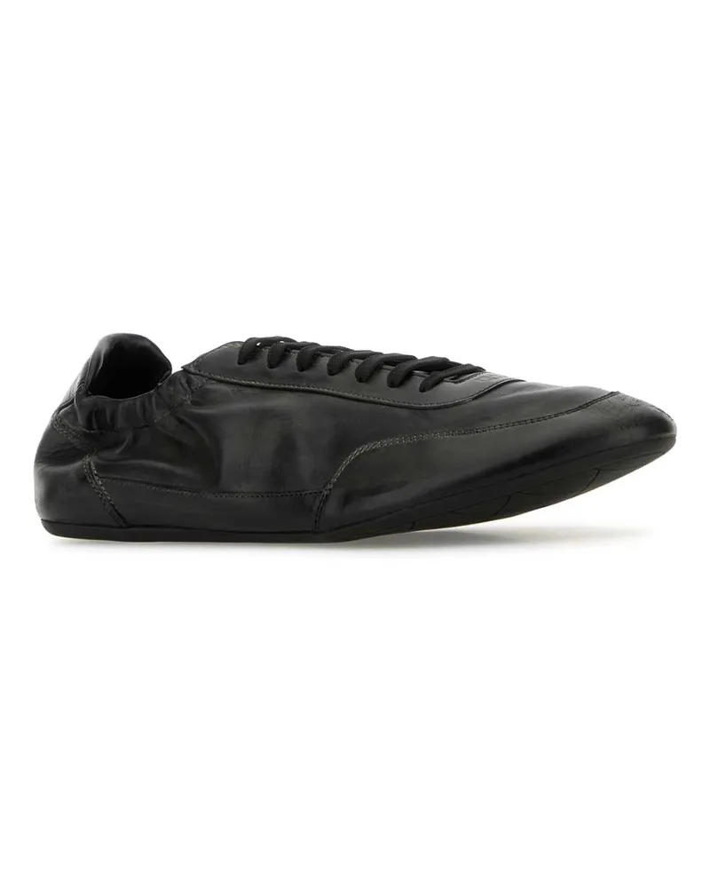 Prada Men's Black Leather Collapse Sneakers Nero Calf Black
