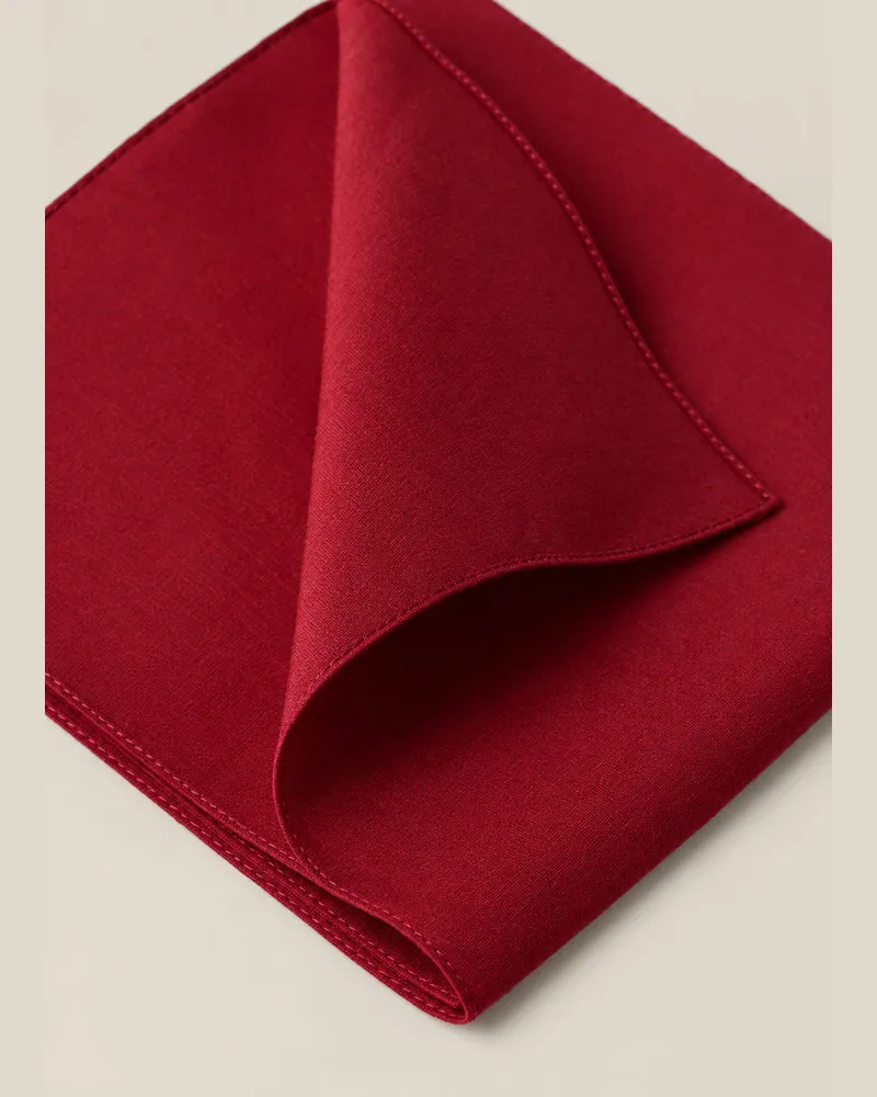 Brunello Cucinelli Mens Red Cotton Pocket Square Red