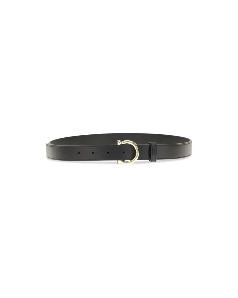 Ferragamo Women's Black Calf Leather Bos Taurus Regular Belt Black