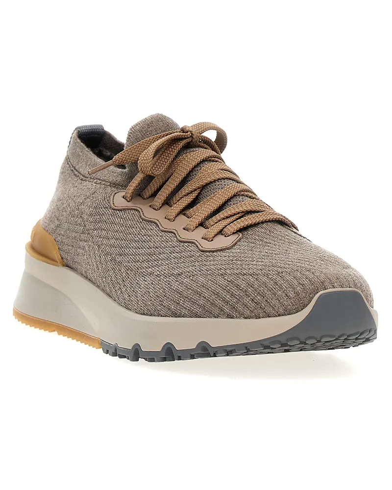 Brunello Cucinelli Men's Gray Wool Low Top Sneakers Gray