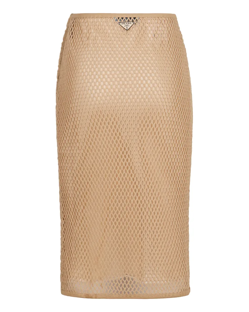 Prada Women's Cotton Midi Skirt Beige Beige