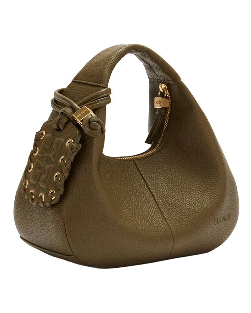 Ganni Women's Handbag Mini Hobo Military Olive Polyurethane Handbags Hand Bags Green