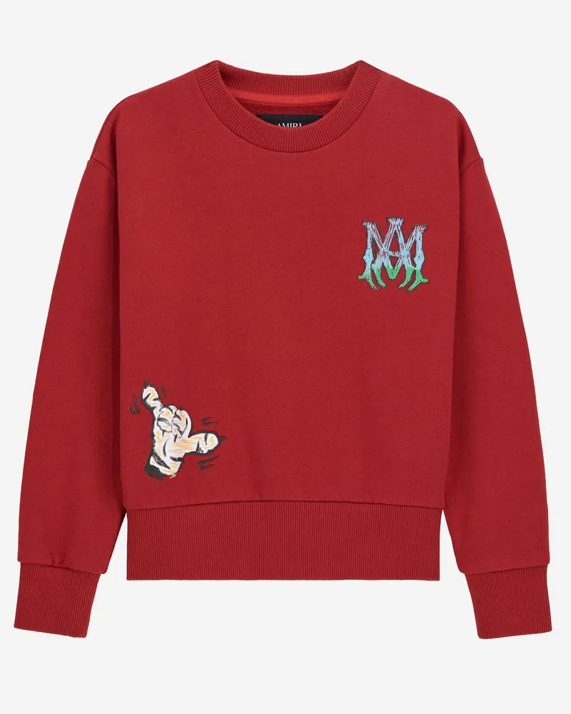 Amiri Kids' Sweatshirt Tiger Crew Cotton Red T-Shirts And Polos Red