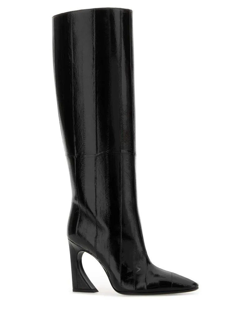 Fendi Women's Black Leather  Arco Boots Nero Stivali Black