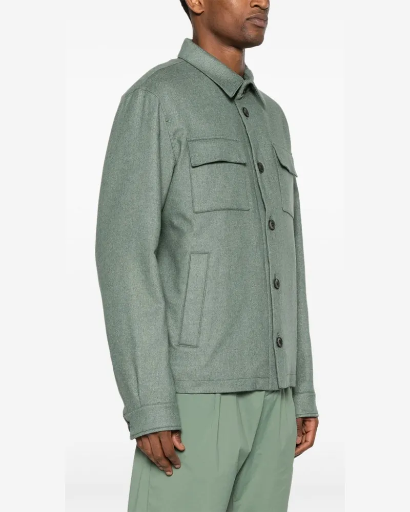 Herno Women's Button-Up Brushed Shirt Jacket Aw24 M Sage