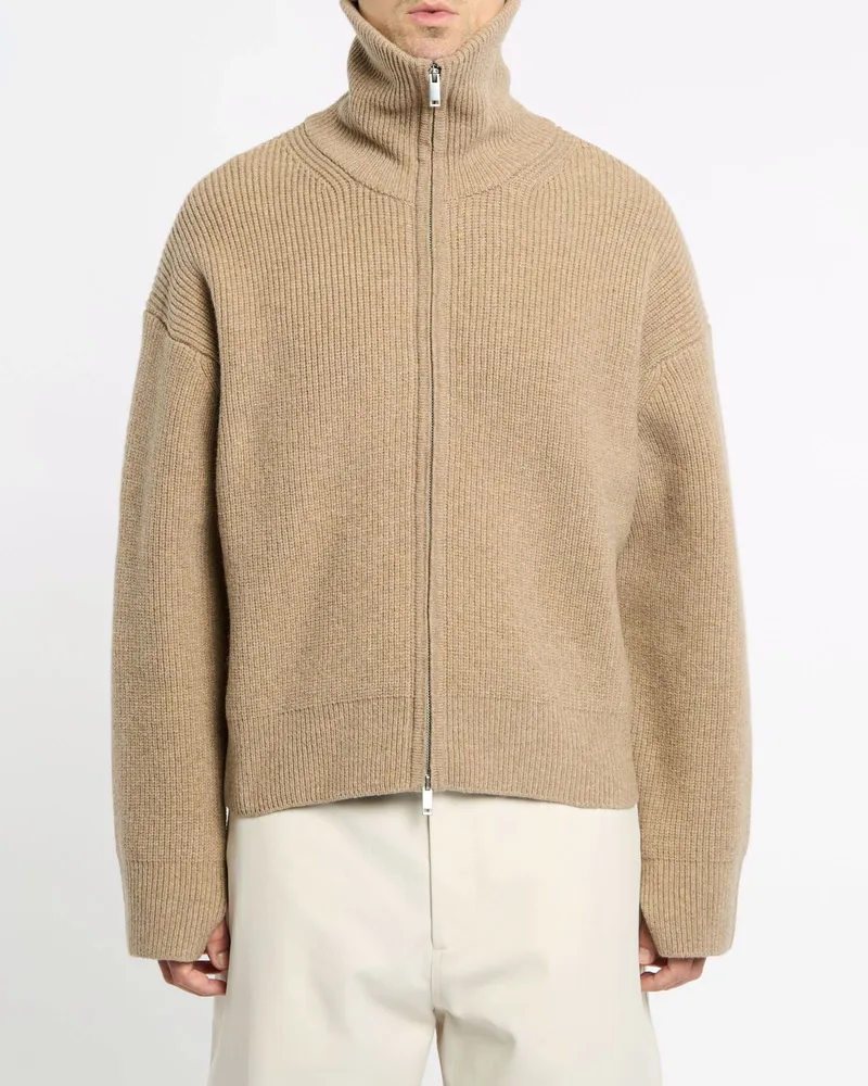 Studio Nicholson Ribbed Zip-Through Jacket — Beige Beige