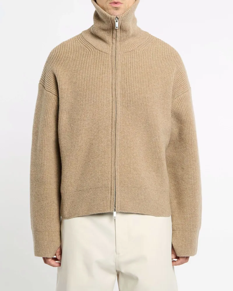 Studio Nicholson Ribbed Zip-Through Jacket — Beige Beige