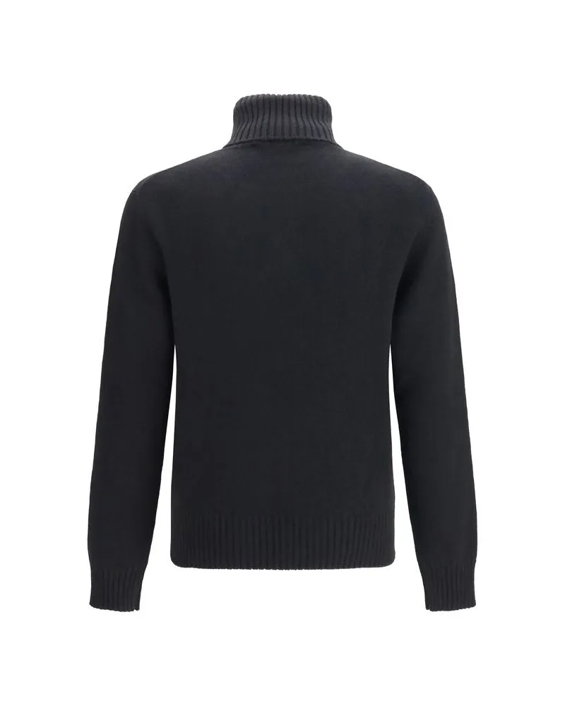 AMI Paris Merino Wool and Cashmere Sweater — Black Black