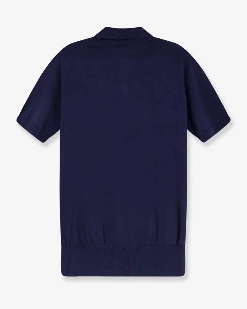 Alpha Studio Men's Polo Shirt Cotton-Silk Blue T-shirts And Polos Navy