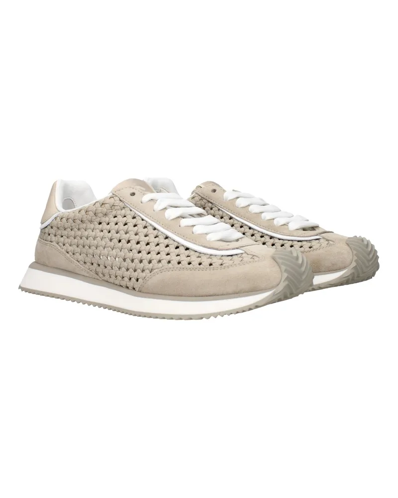 Dolce & Gabbana Men's Beige Fabric Low Top Sneakers Beige