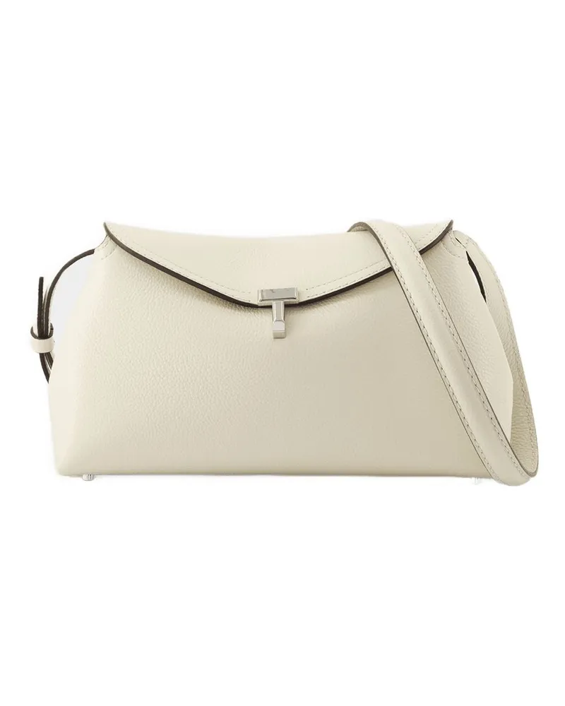 Totême Women's T Lock Clutch -  Leather Milk White Calfskin Bags Clutches White