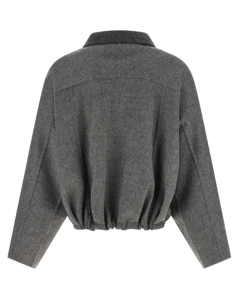 Brunello Cucinelli Wool Blend Crop Jacket — Charcoal Charcoal