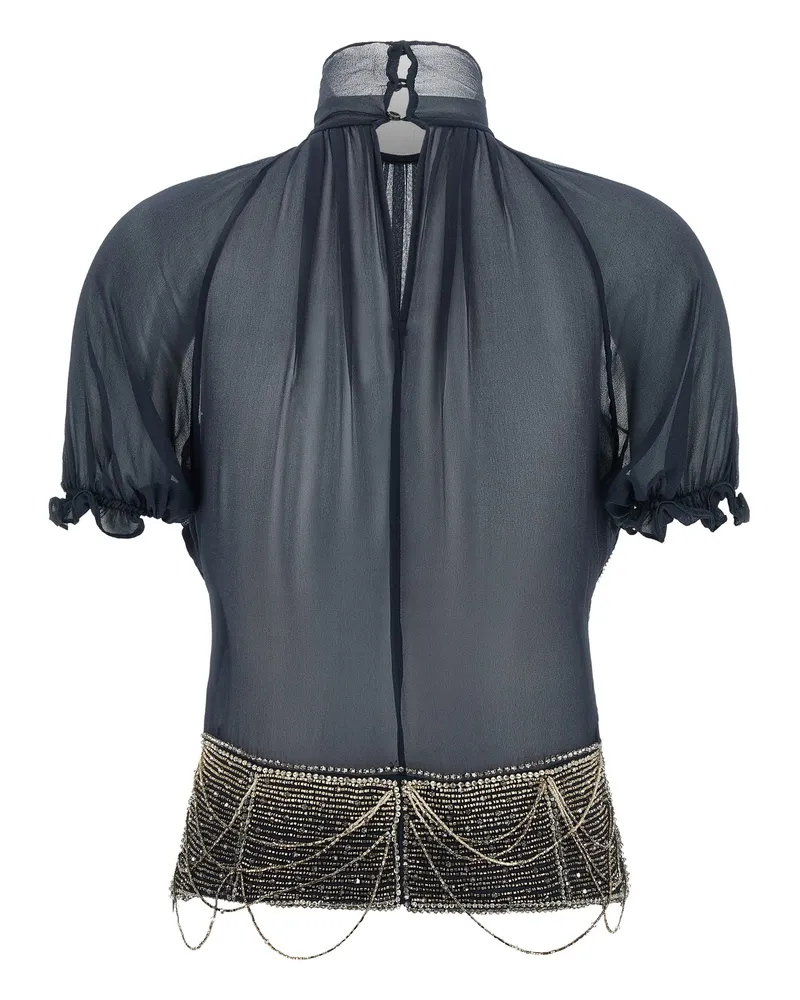 ATTICO Beaded Embroidery Blouse — Black Black