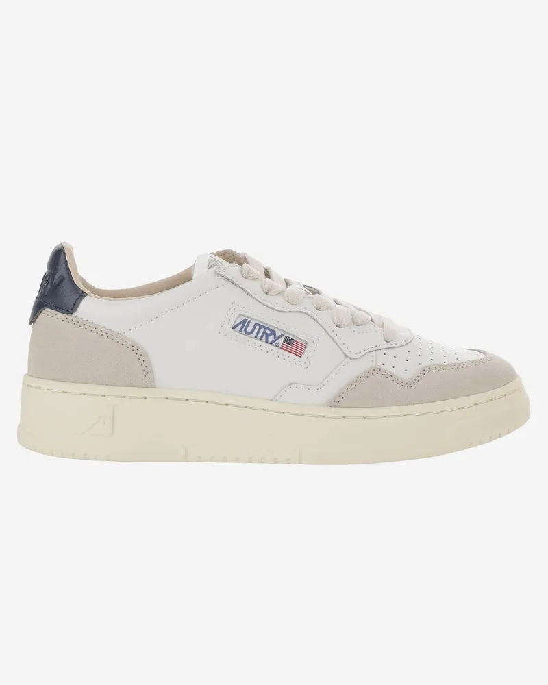 AUTRY Men's Sneakers Medalist Low Navy Leather Trainers White
