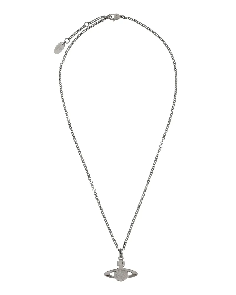 Vivienne Westwood Women's Necklace Ruthenium Black Diamond Brass Necklaces Gray