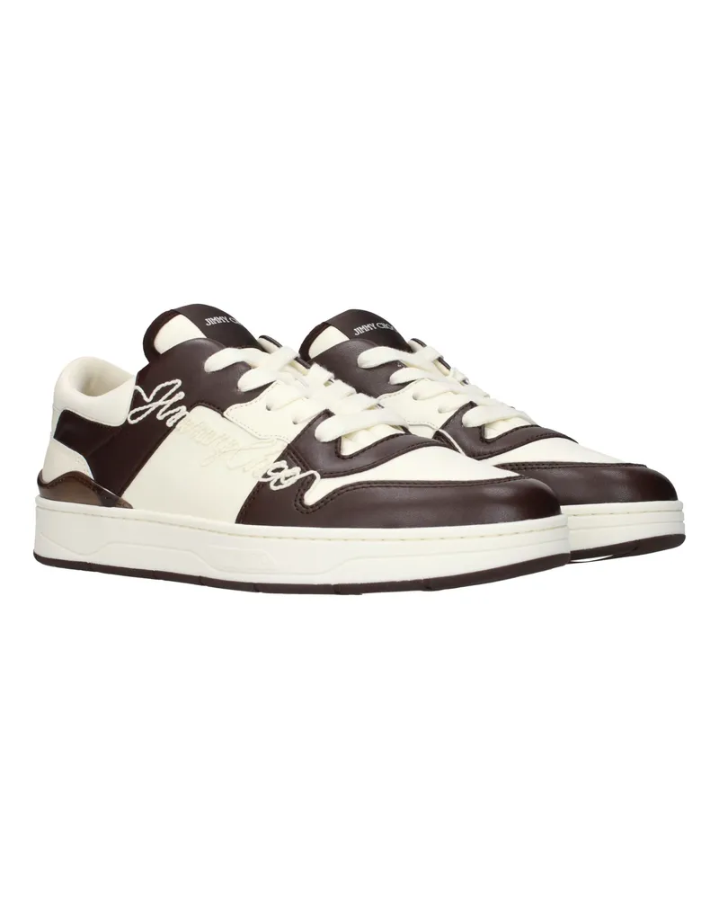 Jimmy Choo Colour-Block Leather Sneakers — Beige Beige