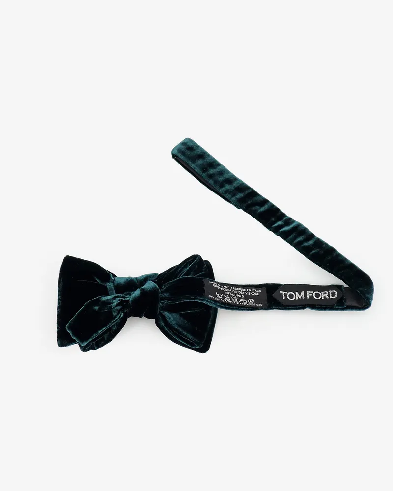 Tom Ford Men's Bow Tie Green Velvet Viscose Ties Green