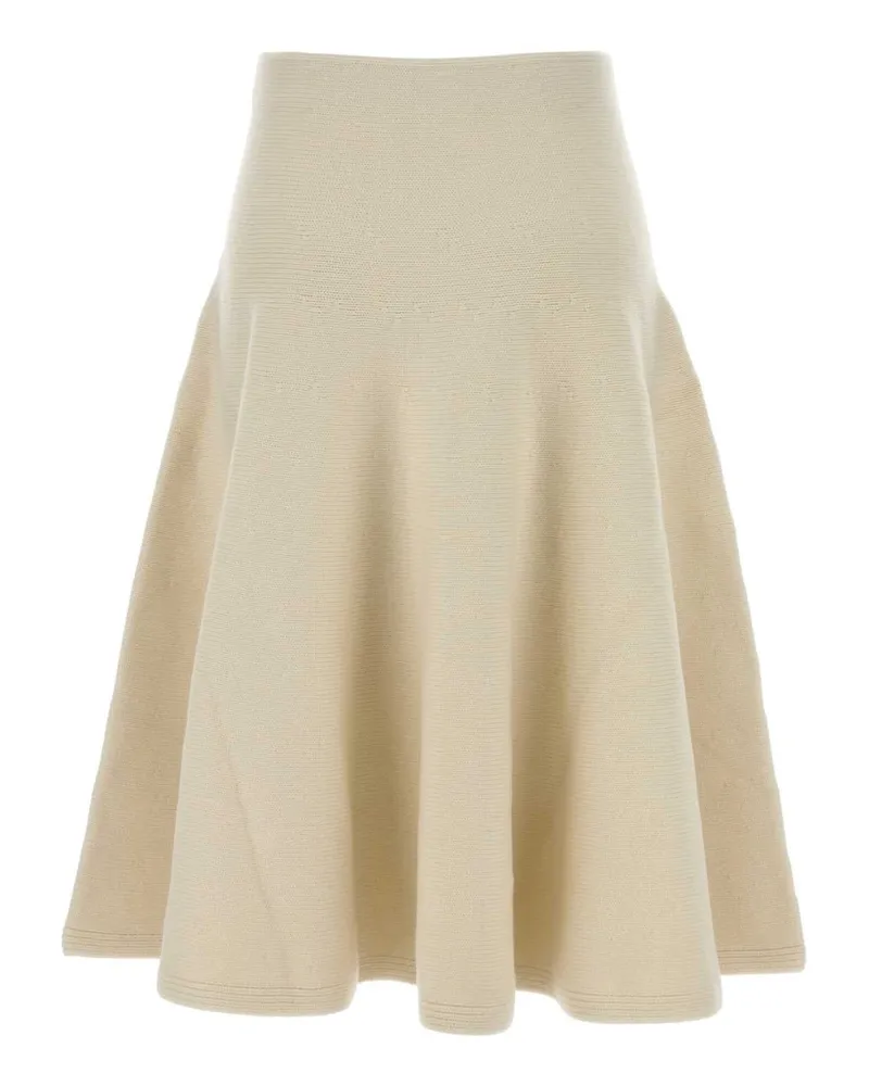 Alaïa Women's Ivory Stretch Cashmere Blend Skirt Blanc Naturel Gonne Beige