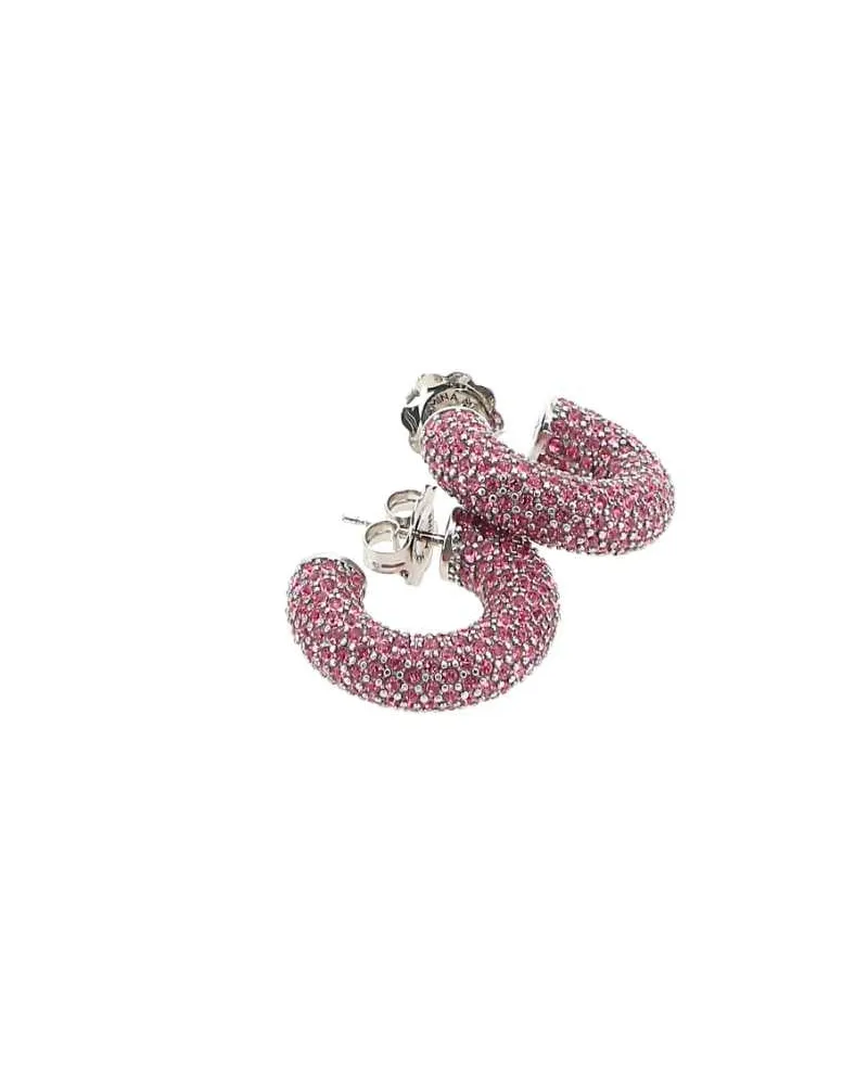 Amina Muaddi Women's Embellished Metal Mini Cameron Earrings Rose Rhinestones Pink