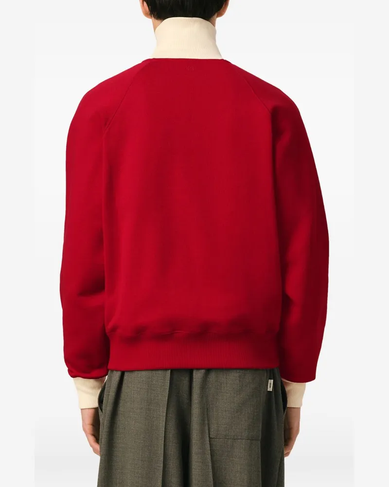AMI Paris Logo-Embroidered Sweatshirt — Red Red