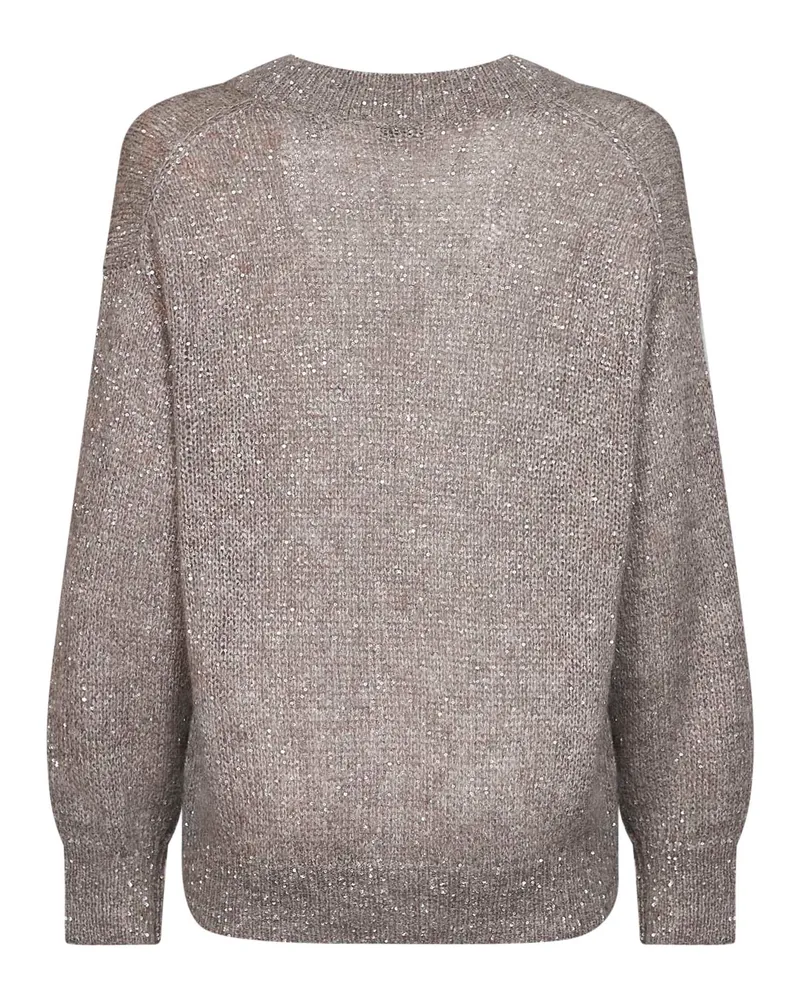 Brunello Cucinelli Women Ribbed Cotton Knit Sweater Dove Grey Lyocell Gray