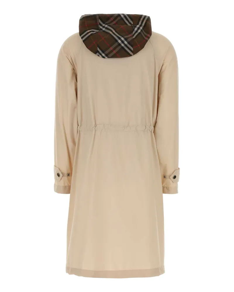 Burberry Women's Cream Stretch Nylon Newbury Parka Coat Calicobeige Polyamide (nylon) Elastane Trench Beige