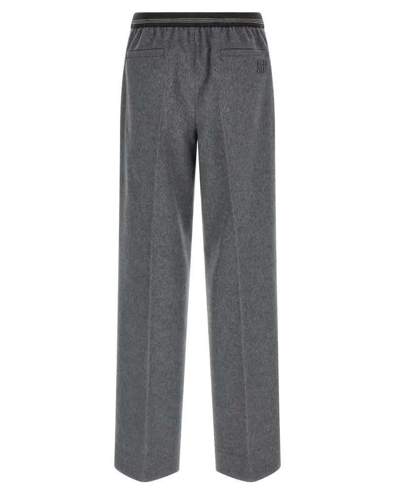 Miu Miu Velour Wool Trousers — Gray Gray