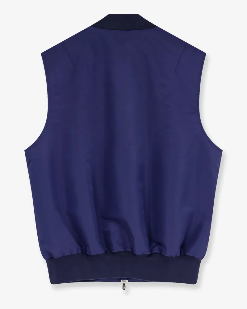 Brunello Cucinelli Men's Sleeveless Nylon Jacket - Water-Repellent Blue Polyamide Navy