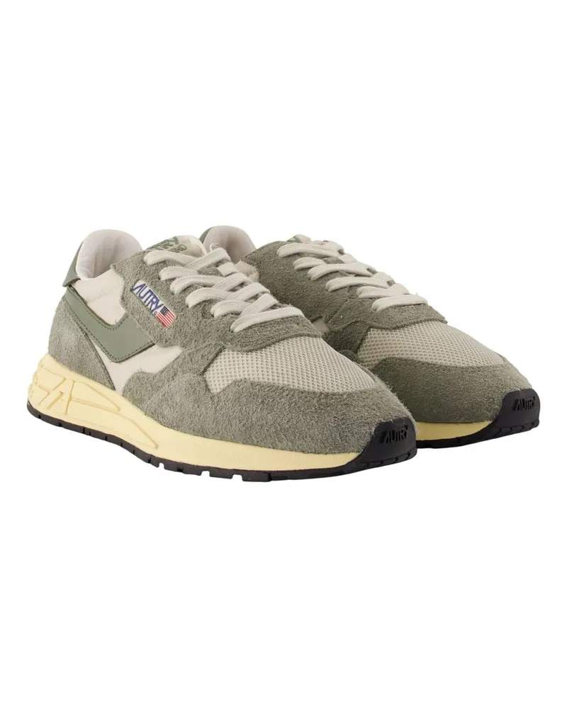AUTRY Men's Reelwind Low Sneakers -  Leather Green Calfskin Shoes Green