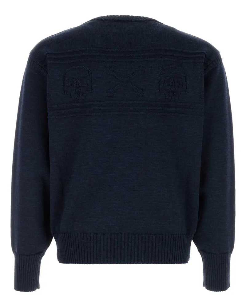 Alexander McQueen Men's Navy Blue Wool Sweater Indigoblue Exterior: Maglie Navy