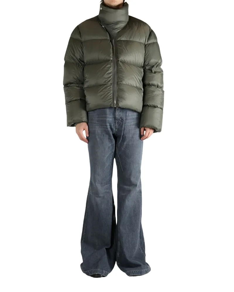Rick Owens Turtle Neck Polyamide Down Jacket — Green Green