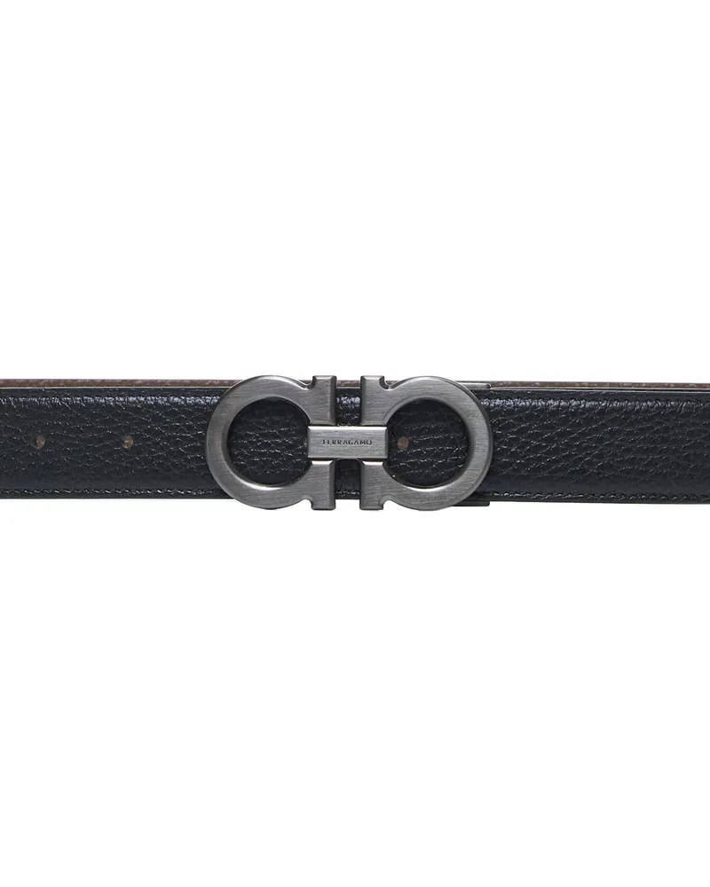 Ferragamo Men's Belt Gancini Reversible Black Leather Calf Black