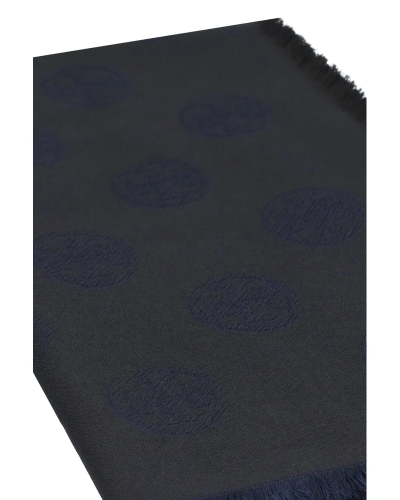 Tory Burch Women's Scarf Silk And Wool Black-Navy Black/navy Scarfs Black