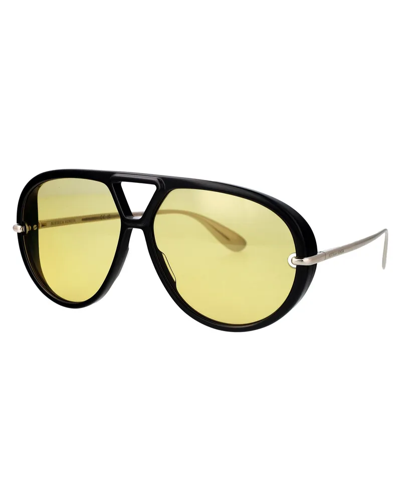 Bottega Veneta BV1274S Metal Aviator Sunglasses — Black Black