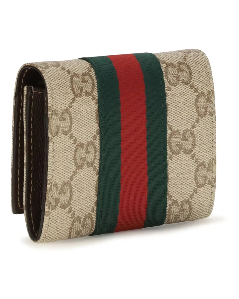 Gucci Women's Card Holder Web Bi-Fold Brown Vin.san.brown-Dark Brown-Vrv Fabric Wallets & Purses Vin.san.brown/dark Brown/vrv Brown