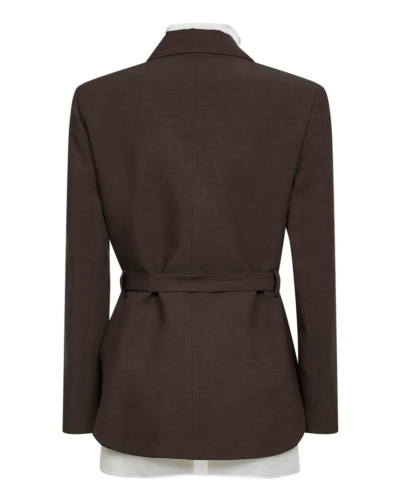 Blanca Women's Belted Blazer Goody Mocha Brown Viscose Jacket Brown