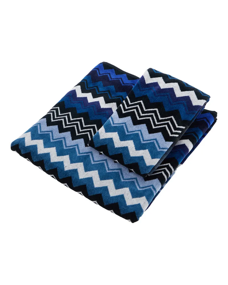 Missoni Home Unisex Towel Giacomo Blue-Black Stripes Cotton Towels & Bath Robes Blue
