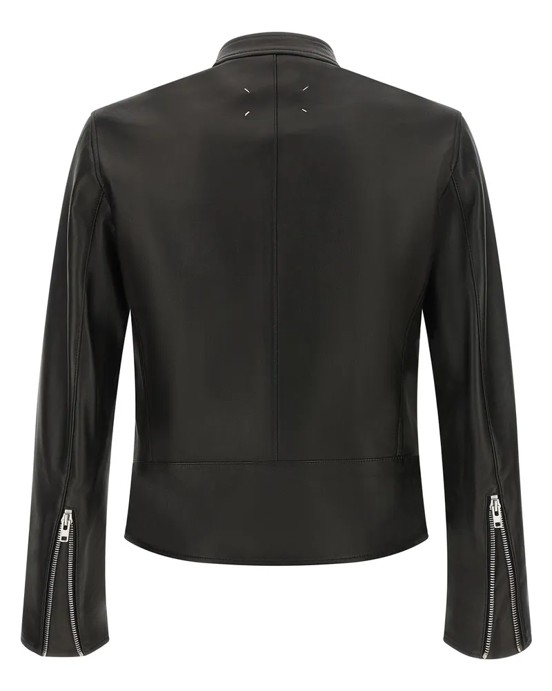 Maison Margiela 5-Zip Lambskin Jacket — Black Black